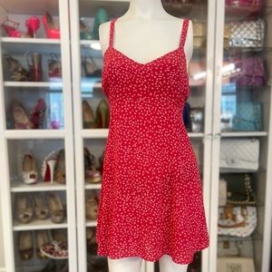 For love and lemons 🍋 red short sleeveless sun dress with stars. cross back